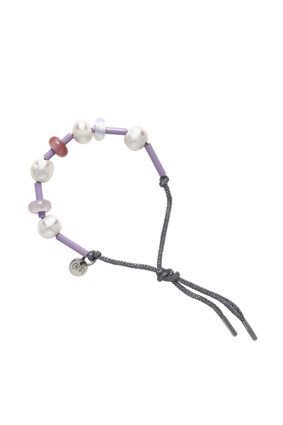 Lilac colour enamel tube pearl friendship string bracelet Bianca Mavrick 