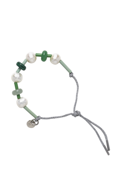 Mint green colour enamel tube pearl friendship string bracelet Bianca Mavrick 