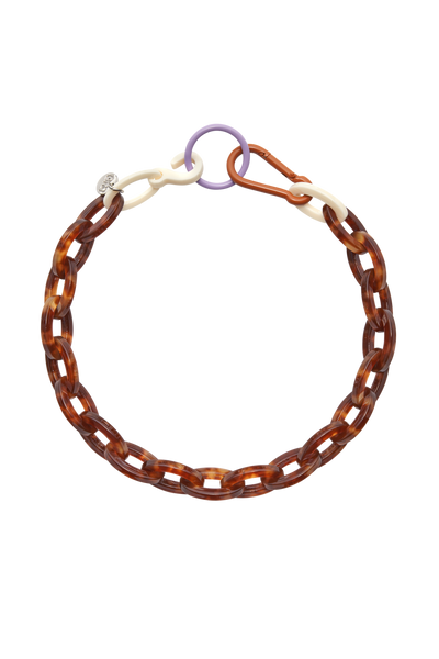 Bianca Mavrick Jewellery Tortoiseshell Torti Chain Link Necklace with Carabiner & Ring Clasp