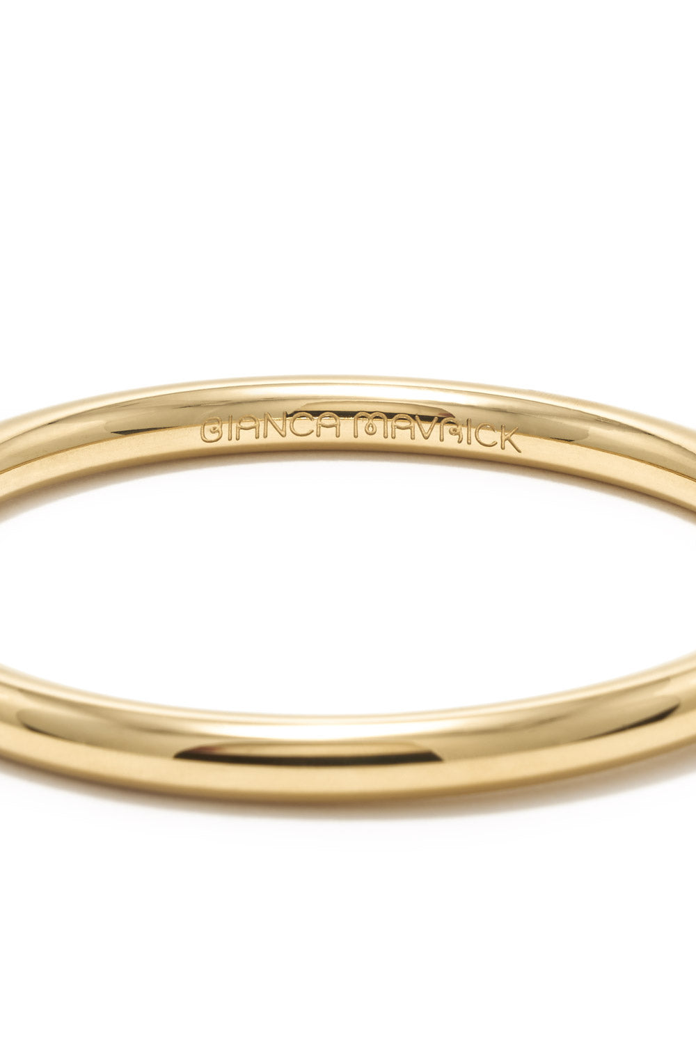 Bianca Mavrick Jewellery Gold Forma Bangle Logo Engraved Detail