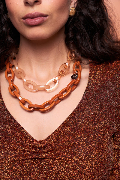 Trio Gradient Chain Necklace (Terracotta)