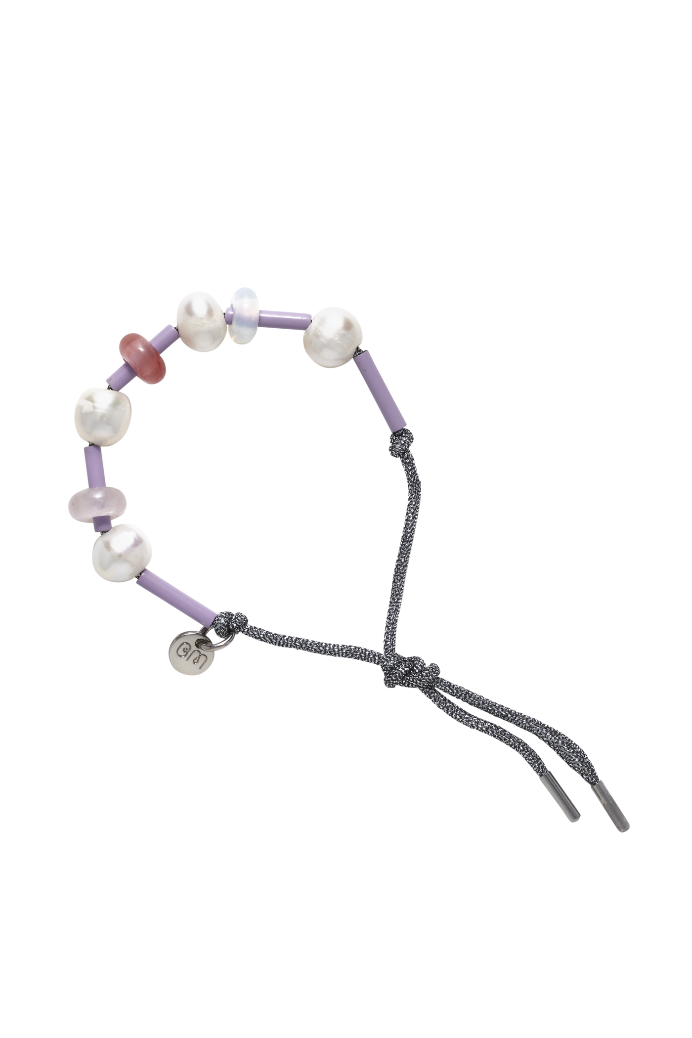 Lilac colour enamel tube pearl friendship string bracelet Bianca Mavrick 