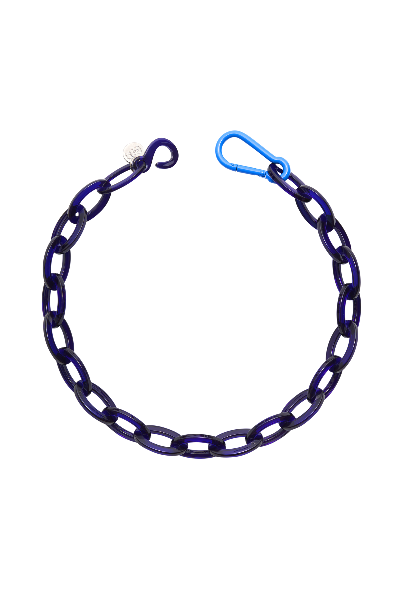 Bianca Mavrick Jewellery Blue Chain Link Necklace with Carabiner Clasp