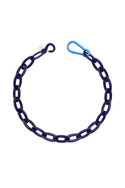 Bianca Mavrick Jewellery Blue Chain Link Necklace with Carabiner Clasp