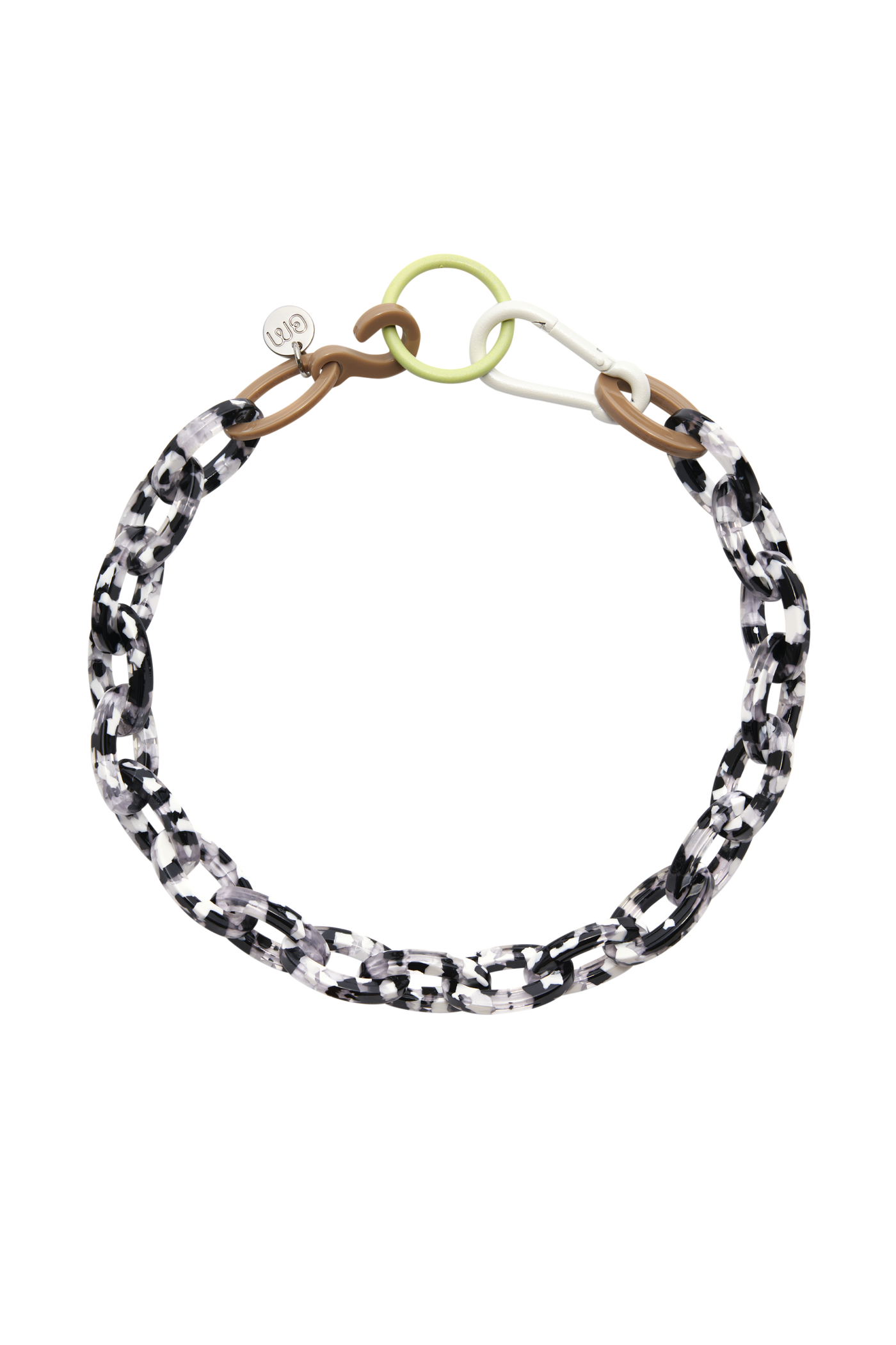 Bianca Mavrick Jewellery Black and White Static Chain Link Necklace with Carabiner & Ring Clasp