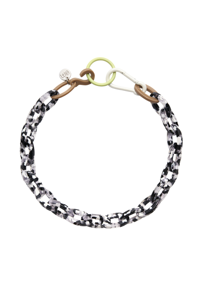 Bianca Mavrick Jewellery Black and White Static Chain Link Necklace with Carabiner & Ring Clasp
