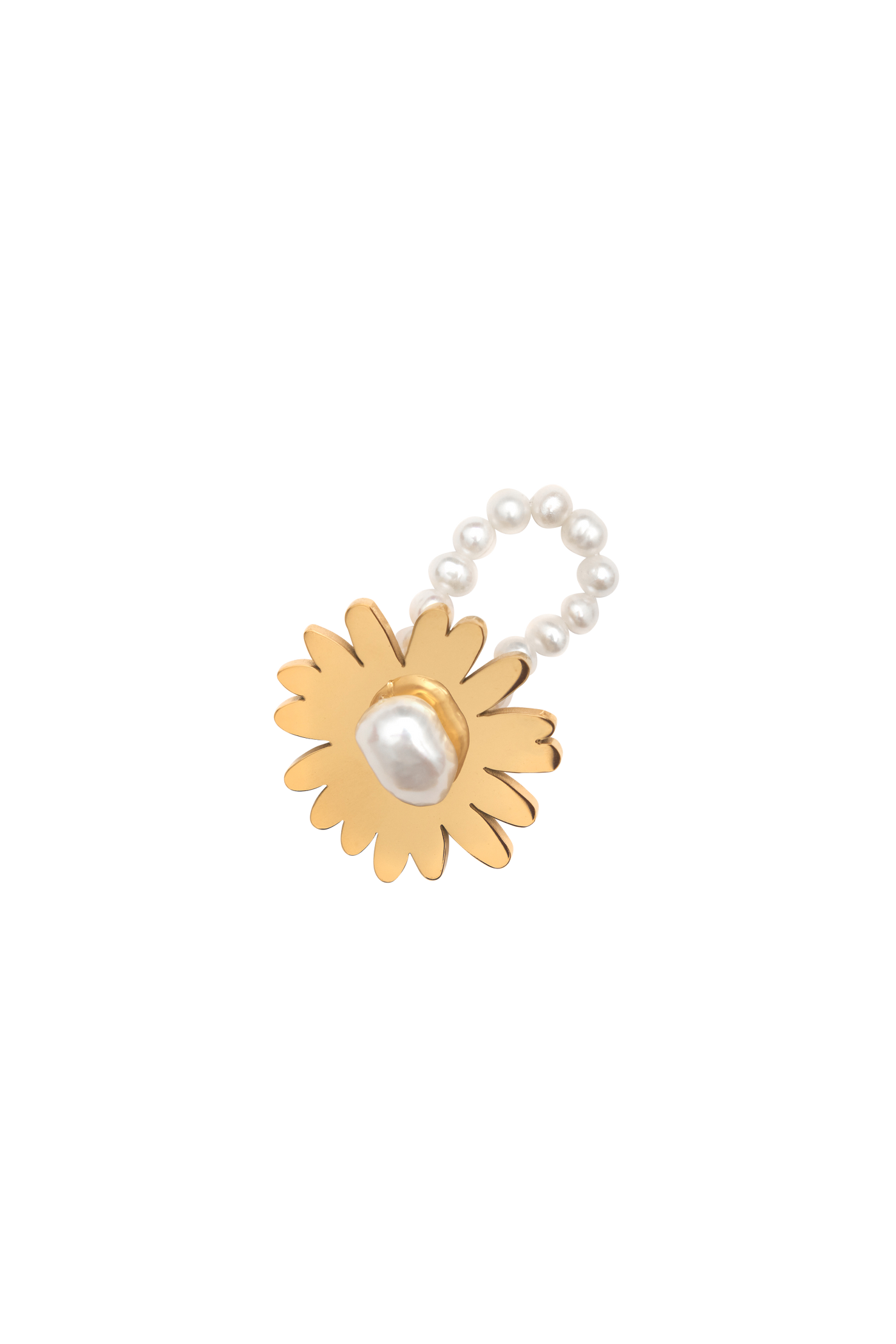 Bianca Mavrick Jewellery Gold Daisy Pearl Ring