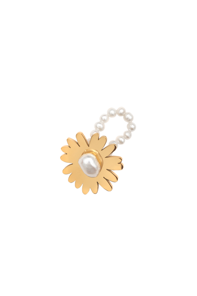 Bianca Mavrick Jewellery Gold Daisy Pearl Ring