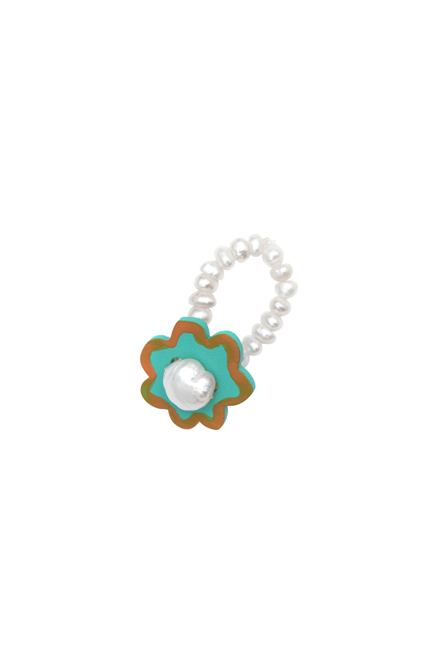 Pearly Flower Ring (Teal)