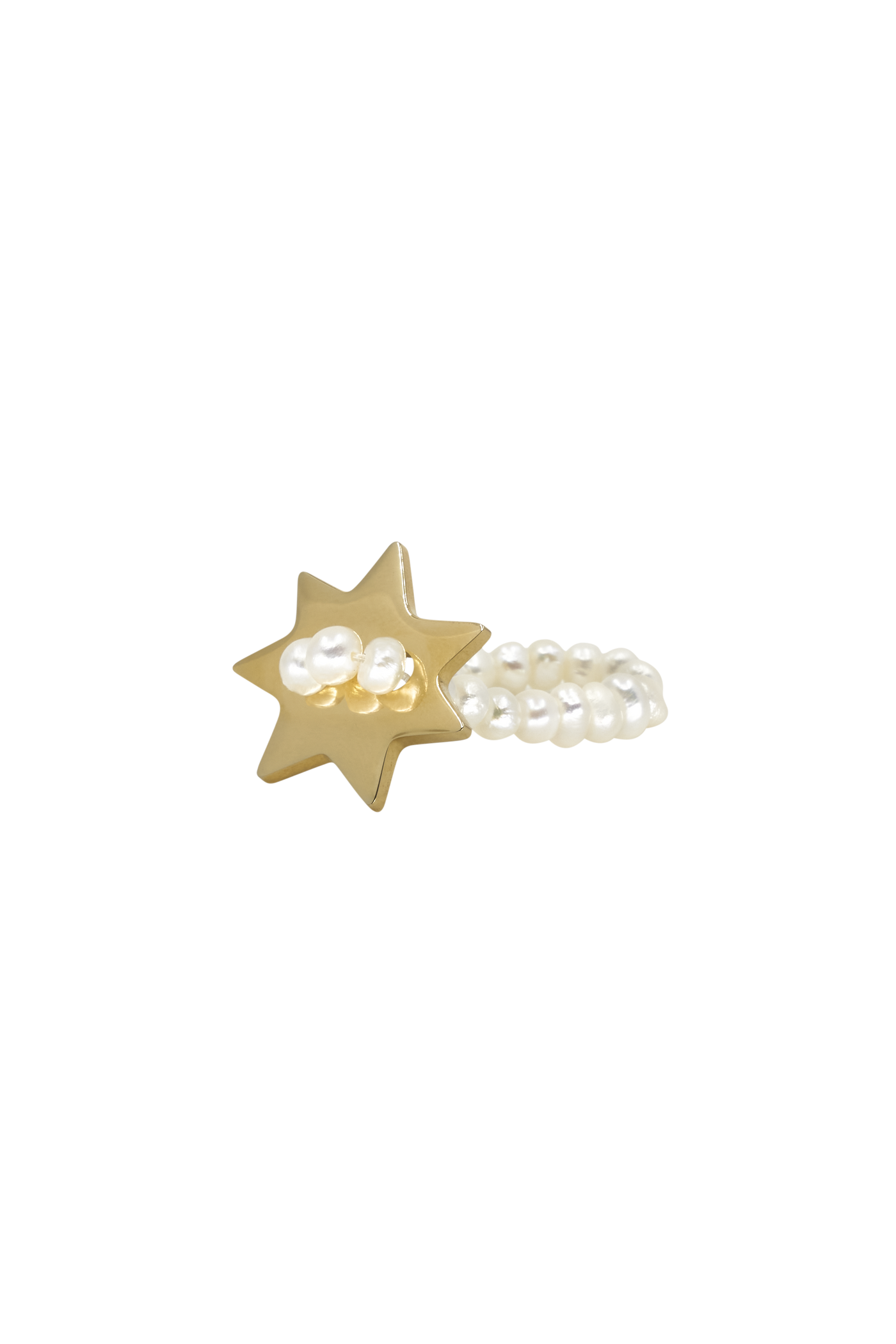 Bianca Mavrick Jewellery Pearly Star Ring Gold Stretch Ring One Size