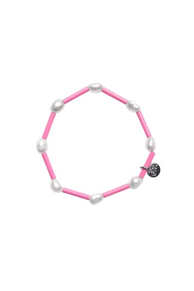 Bianca Mavrick Jewellery Stretch Pearl Bracelet Neon Pink