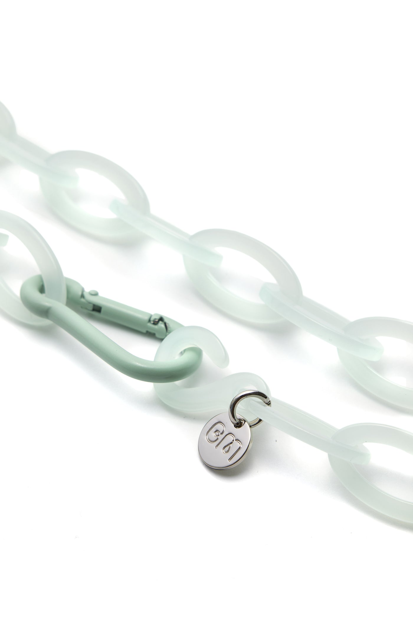 Bianca Mavrick Jewellery Mint Chain Link Necklace Carabiner Clasp Detail
