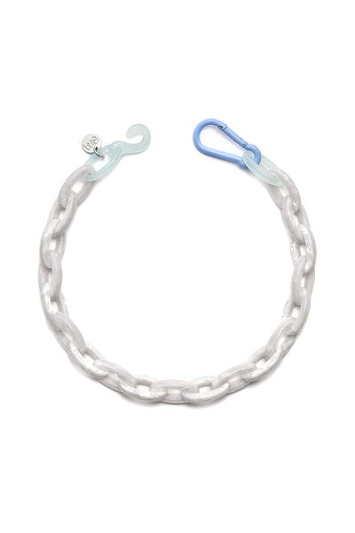 Bianca Mavrick Jewellery Pearl Chain Link Necklace with Powder Blue Carabiner 