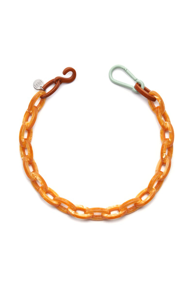 Bianca Mavrick Jewellery Turmeric Pearl Chain Link Necklace with Mint Carabiner 