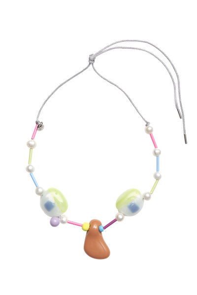 Bianca Mavrick x Lawn Bowls Face Necklace Glass Pearl Jewellery