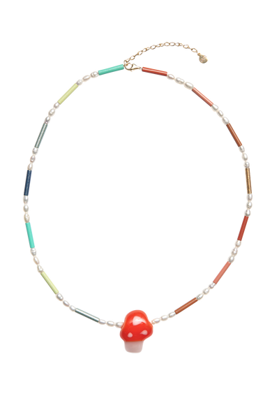 Bianca Mavrick x Lawn Bowls Mushroom Necklace Pearl and Glass Pendant