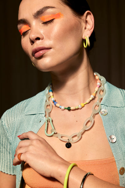 Model wears Bianca Mavrick Jewellery