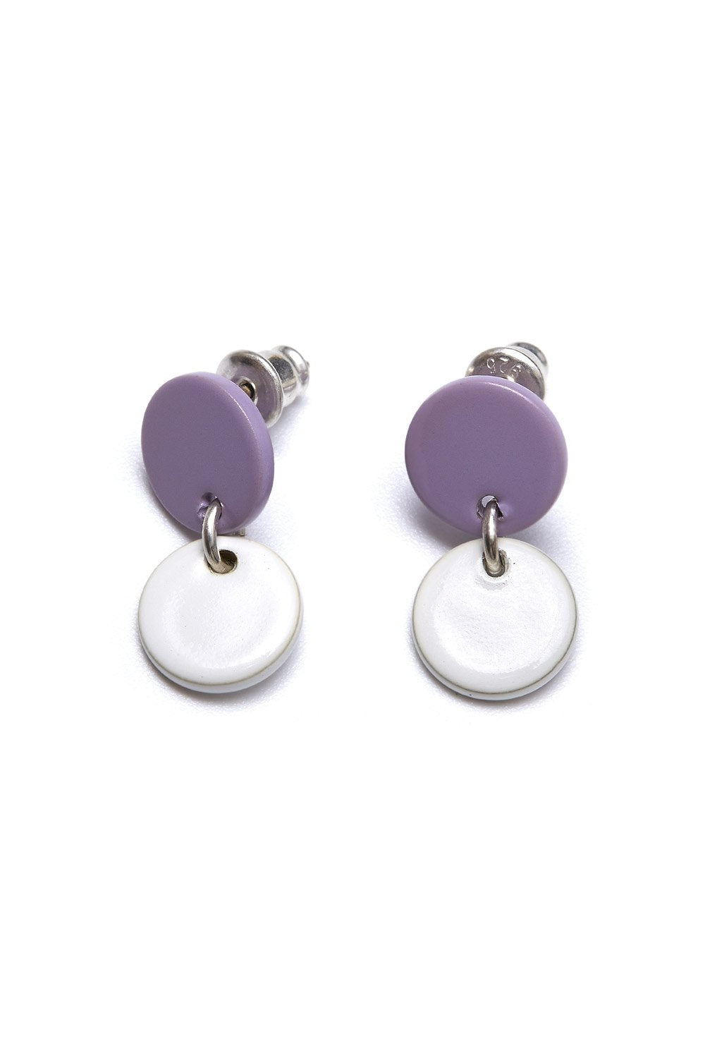 Colour Dot Studs (Lilac and White)